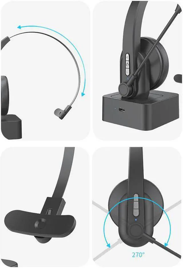 Alt view image 4 of 6 - Wireless Phone Headset Bluetooth 5.0 Business Headphone