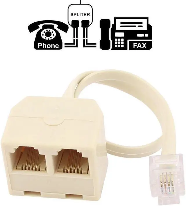 Alt view image 2 of 3 - 10 Pcs 2 Way Telephone Splitter RJ11 ,1 Male to 2 Female Converter Cable Telephone Wall Adaptor