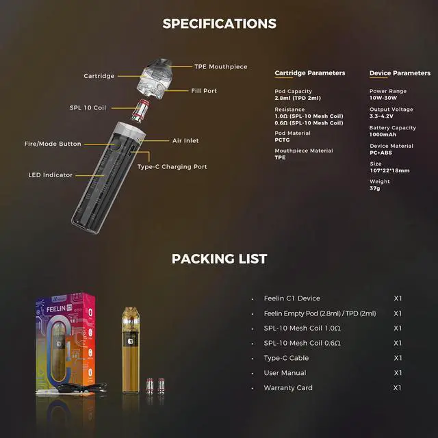 Alt view image 4 of 4 - Nevoks Feelin C1 Pod Kit Crystal Clear
