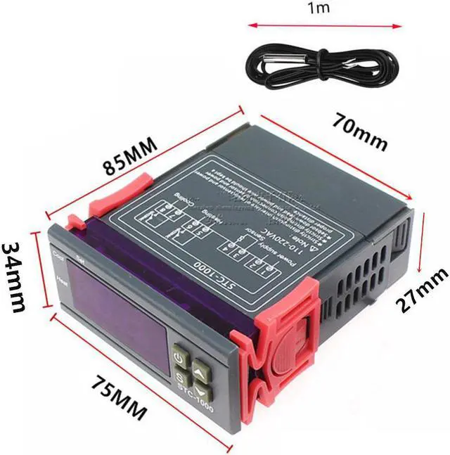 Alt view image 4 of 6 - Thermostat stc-1000 switch, aquarium hatching seafood machine electronic digital display switch 110V-220V