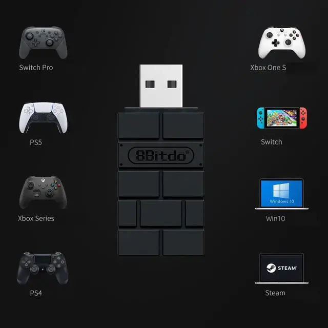 Alt view image 3 of 7 - 8Bitdo USB Wireless Receiver, Support Multi-handle Platform Conversion