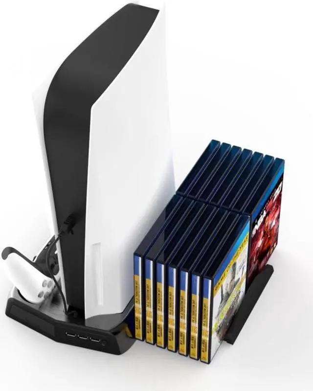 Main image of PS5 DE/UHD Host Multi-function Charging Station Cooling Fan Base + Storage Disc Rack Bracket with Double Charge Dock