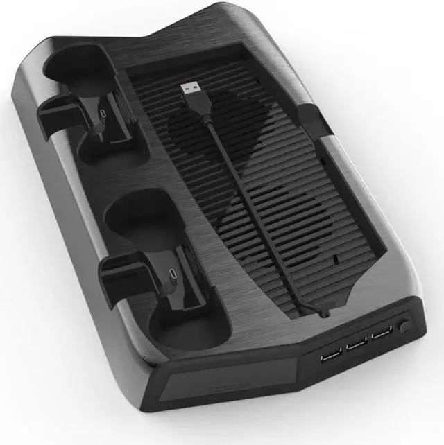 Alt view image 3 of 7 - PS5 DE/UHD Host Multi-function Charging Station Cooling Fan Base + Storage Disc Rack Bracket with Double Charge Dock