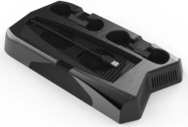 Alt view image 4 of 7 - PS5 DE/UHD Host Multi-function Charging Station Cooling Fan Base + Storage Disc Rack Bracket with Double Charge Dock
