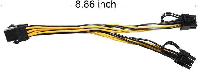 Alt view image 5 of 7 - PCI-e 6 Pin Male to Dual 8 Pin (6+2) Male PCI Express Power Adapter Cable for EVGA Modular Power Supply Cable for Graphics Video Card 8 pin Splitter 8.86 inches(2PCS)