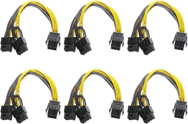 Alt view image 7 of 7 - PCI-e 6 Pin Female to Dual 8 Pin (6+2) Male PCI Express Power Adapter Cable for EVGA Modular Power Supply Cable for Graphics Video Card 8 pin Splitter 8.86 inches(6PCS)