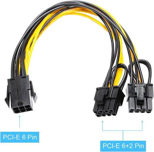 Alt view image 3 of 7 - PCI-e 6 Pin Female to Dual 8 Pin (6+2) Male PCI Express Power Adapter Cable for EVGA Modular Power Supply Cable for Graphics Video Card 8 pin Splitter 8.86 inches(6PCS)