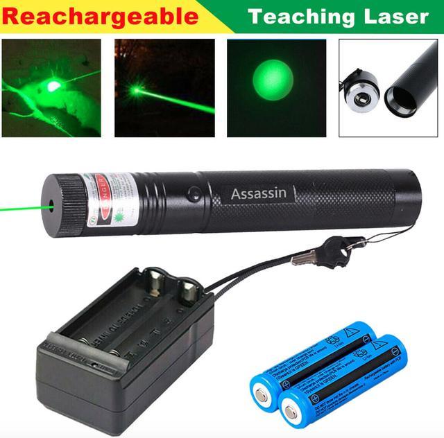 990Miles 532nm 301 Green Laser Pointer Lazer Pen+2 x 18650 Battery+Dual  Charger 