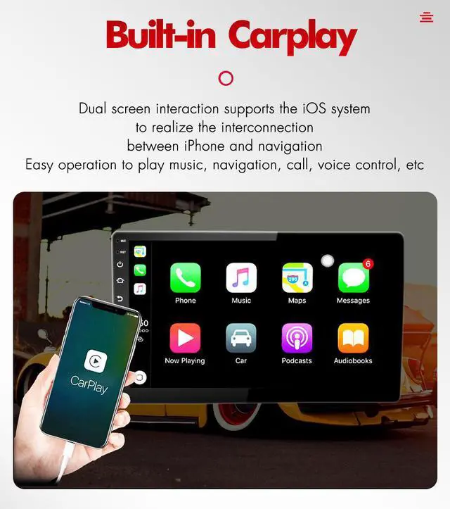 Alt view image 3 of 7 - Alondy Double Din Android Car Radio Stereo Receiver Player 10.1 Inch Touch Screen GPS WiFi Bluetooth FM/AM/RDS USB [Support Carplay & Android Auto] (2G+32G)
