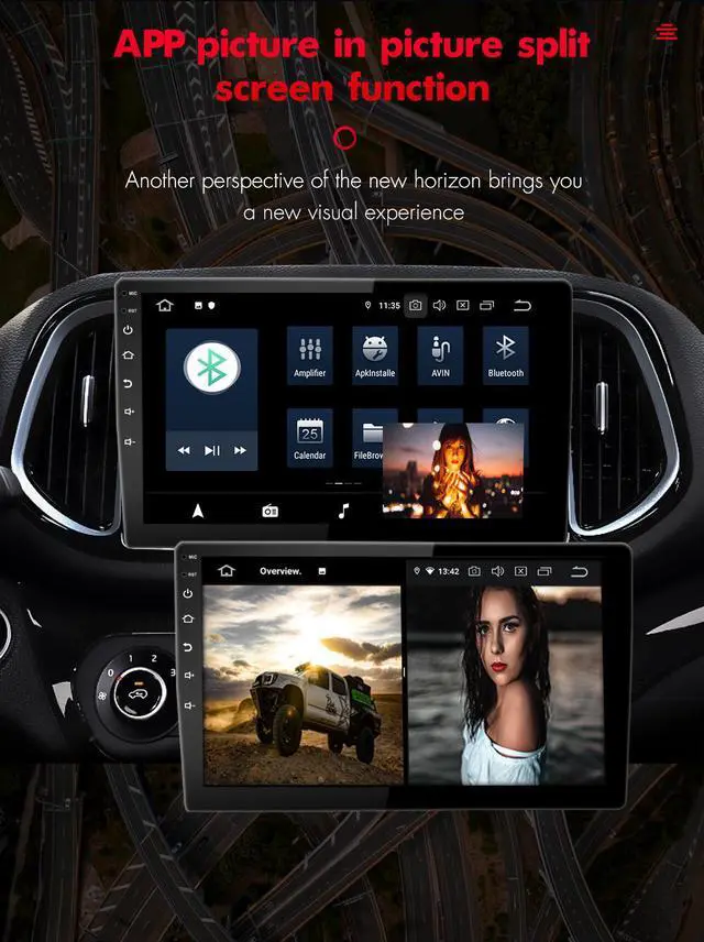 Alt view image 4 of 7 - Alondy Double Din Android Car Radio Stereo Receiver Player 10.1 Inch Touch Screen GPS WiFi Bluetooth FM/AM/RDS USB [Support Carplay & Android Auto] (2G+32G)