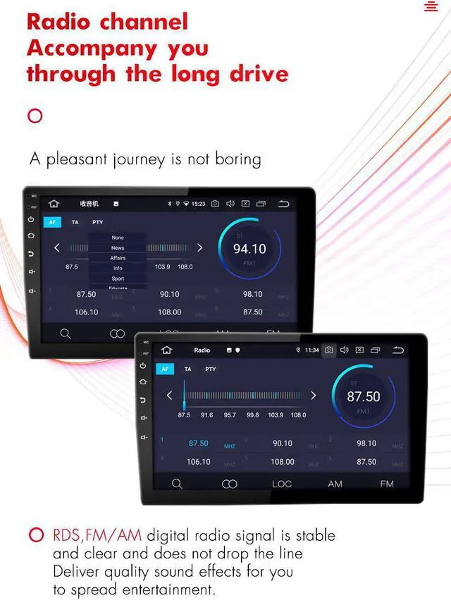 Alt view image 5 of 7 - Alondy Double Din Android Car Radio Stereo Receiver Player 10.1 Inch Touch Screen GPS WiFi Bluetooth FM/AM/RDS USB [Support Carplay & Android Auto] (2G+32G)