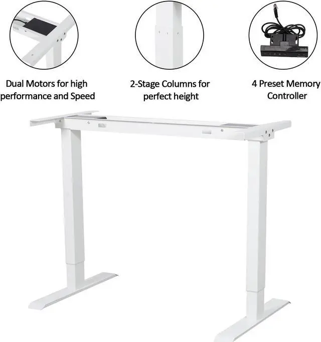 Alt view image 5 of 7 - Walsport Electric Height Adjustable Gaming Desk Dual Motor 46 x 24 Inches Home Office Standing Computer Table Workstation