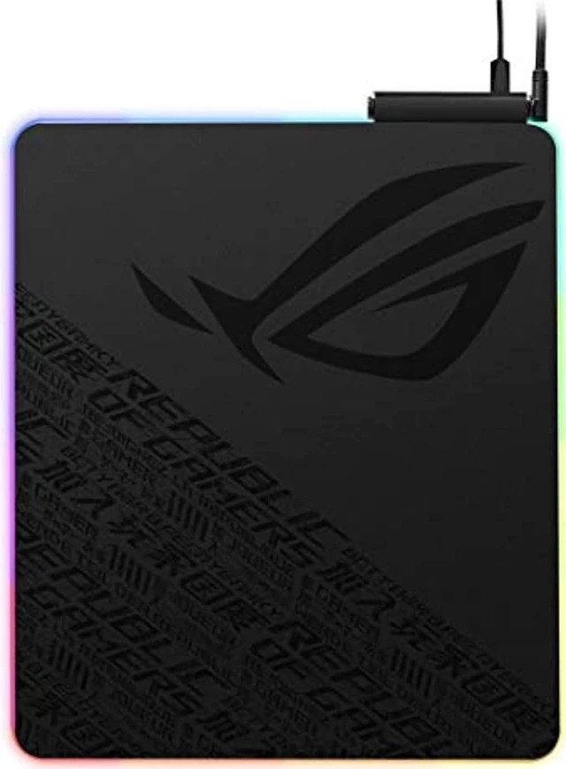 Alt view image 3 of 5 - ASUS ROG Balteus Qi Vertical Gaming Mouse Pad with Wireless Qi Charging Zone, Hard Micro-Textured Gaming Surface, USB Pass-Through, Aura Sync RGB Lighting and Non-Slip Base (12.6? X (NH01ROGBALTEUSQi)