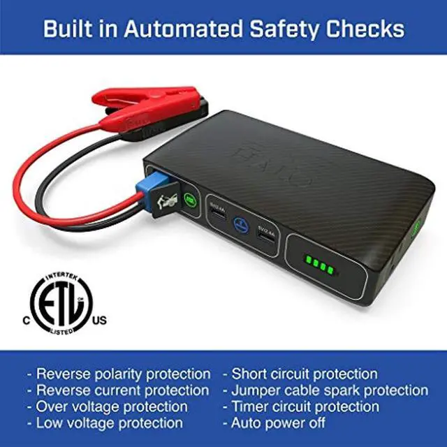 Alt view image 5 of 5 - HALO Bolt Wireless Laptop Power Bank - 44400 mWh Portable Phone Laptop Charger Car Jump Starter with AC Outlet and Car Charger, Blue Graphite (114453) (114453)