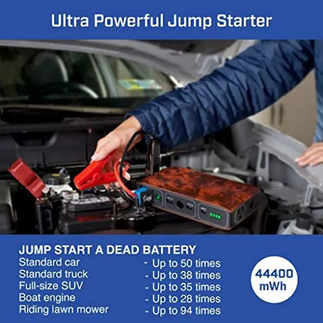 Alt view image 2 of 5 - HALO Bolt Wireless Laptop Power Bank - 44400 mWh Portable Phone Laptop Charger Car Jump Starter with AC Outlet and Car Charger, Blue Graphite (114453) (114453)