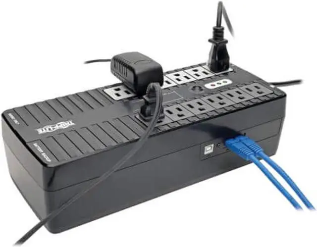 Main image of Tripp Lite 750VA UPS Battery Backup, 450W Eco Green, USB, RJ11, 12 Outlets (ECO750UPS), Black (ECO750UPS)