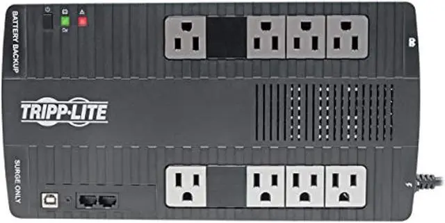 Alt view image 2 of 10 - Tripp Lite 750VA UPS Battery Backup, 450W Eco Green, USB, RJ11, 12 Outlets (ECO750UPS), Black (ECO750UPS)
