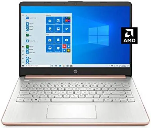 Main image of HP - 14-fq0030nr 14 Laptop, AMD 3020e, 4 GB RAM, 64 GB eMMC Storage, 14-inch HD Display, Windows 10 Home in S Mode, Long Battery Life, Microsoft 365, (14-fq0030nr, 2020) Pale Rose Gold