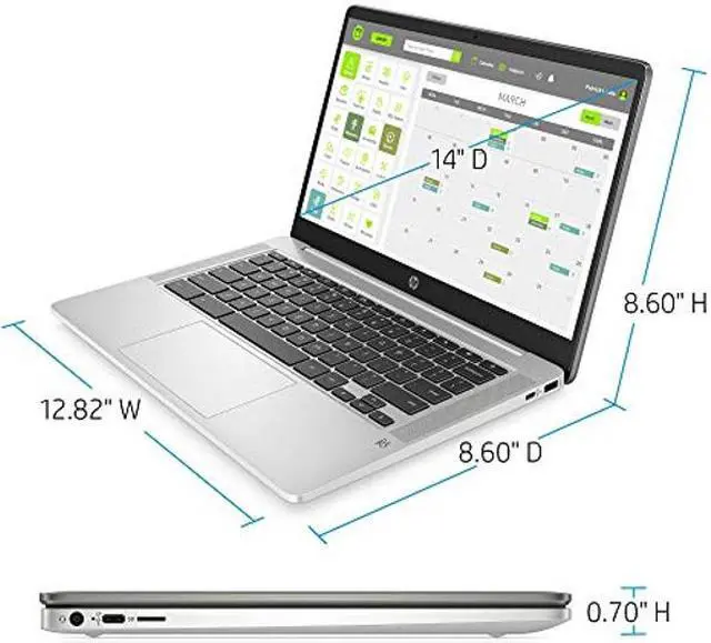 Alt view image 3 of 4 - HP Chromebook 14-inch FHD Laptop, Intel Celeron N4000, 4 GB RAM, 32 GB eMMC, Chrome (14a-na0050nr, Mineral Silver)