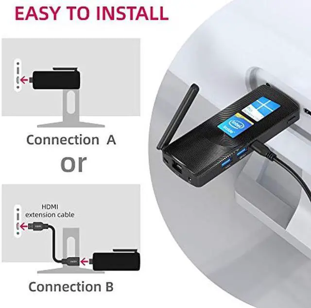 Alt view image 4 of 4 - MeLE Mini PC Stick Windows 10 Pro 8GB DDR 128GB eMMC Intel Celeron J4125 Processor Quad-Core Fanless Mini Computer 4K HD BT4.2 2.4G/5.0G Dual Band WiFi USB3.0 (Intel J4125/8GB+128GB/Win10Pro)