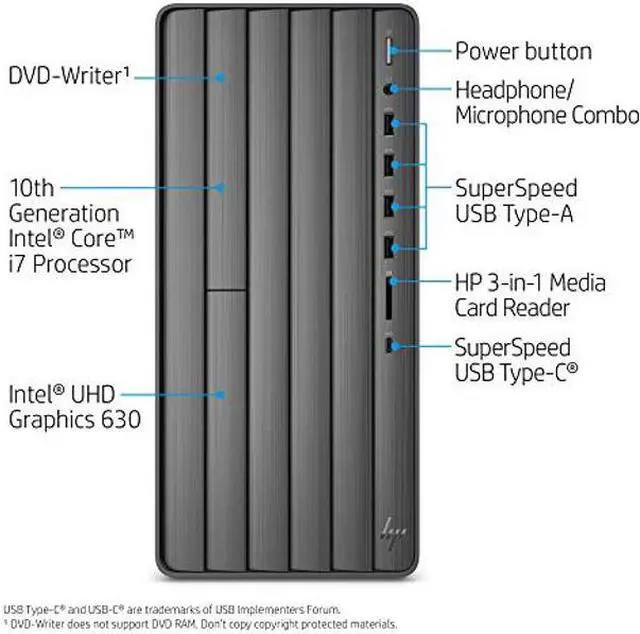 Alt view image 3 of 4 - HP Envy TE01-1177c Desktop Computer (9ED93AA) - 10th Gen Intel Core i7-10700F up to 4.7 GHz CPU, 32GB DDR4 SDRAM, 512GB PCIe SSD + 1TB HDD, NVIDIA_GeForce GTX 1660 Super, DVD-Writer, Windows 10 Home