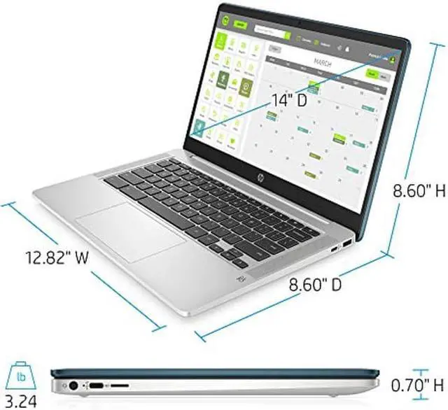 Alt view image 3 of 4 - HP Chromebook 14-inch FHD Laptop, Intel Celeron N4000, 4 GB RAM, 32 GB eMMC, Chrome (14a-na0090nr, Forest Teal)
