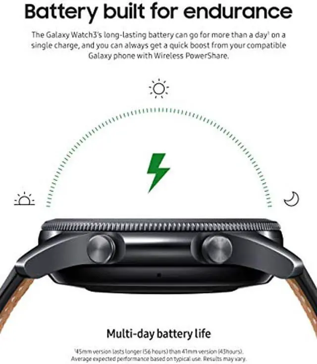 Alt view image 2 of 3 - SAMSUNG Galaxy Watch 3 (45mm, GPS, Bluetooth, Unlocked LTE) Smart Watch with Advanced Health Monitoring, Fitness Tracking, and Long Lasting Battery - Mystic Black (US Version)