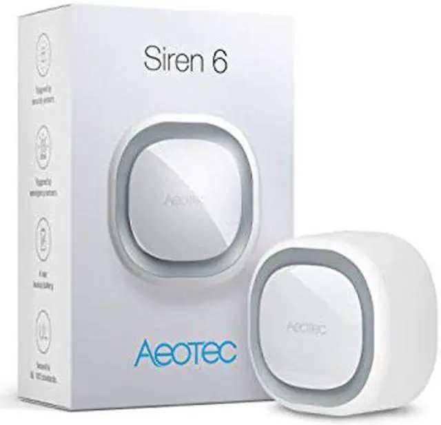 Main image of Aeotec Siren 6, Z-Wave Plus S2 Enabled Zwave Siren Safety Speaker, Wall-Mounted Sound & Light Security Intruder Zwave Alarm with Backup Battery, 110dB
