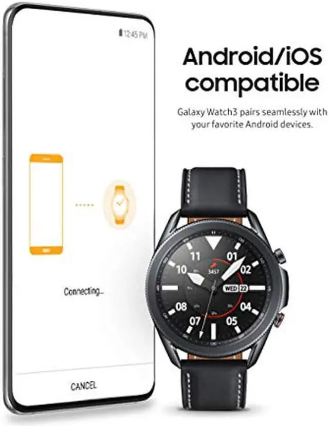 Alt view image 3 of 3 - SAMSUNG Galaxy Watch 3 (45mm, GPS, Bluetooth, Unlocked LTE) Smart Watch with Advanced Health Monitoring, Fitness Tracking, and Long Lasting Battery - Mystic Black (US Version)