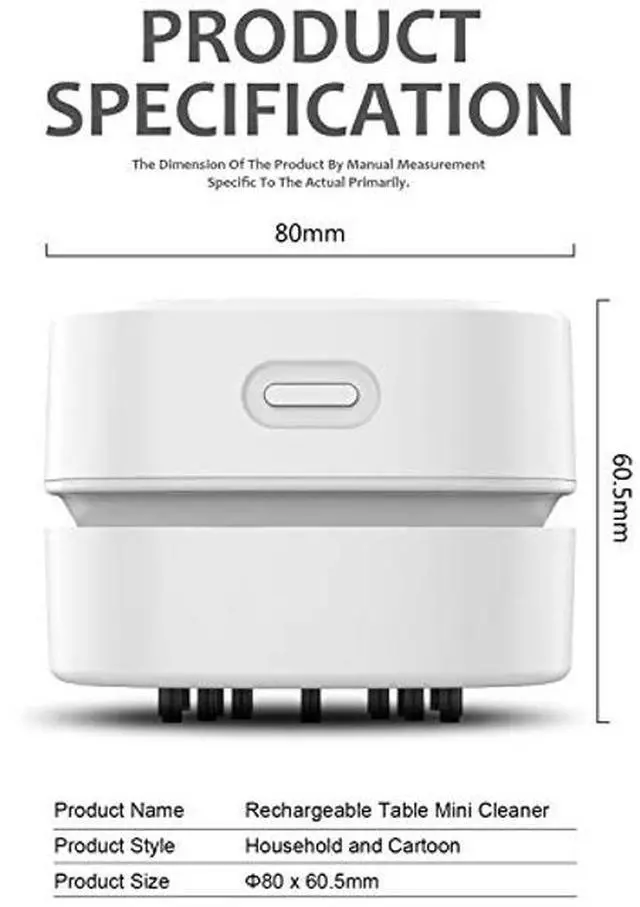 Main image of ODISTAR Desktop Vacuum Cleaner, Mini Table dust Sweeper Energy Saving,High Endurance up to 90 mins,Cordless&360 Rotatable Design for Keyboard/Home/School/Office(White)