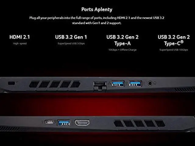 Alt view image 4 of 5 - Acer Nitro 5 AN515-45-R92M Gaming Laptop, AMD Ryzen 7 5800H (8-Core) | NVIDIA GeForce RTX 3060 Laptop GPU |15.6" FHD 144Hz IPS Display | 16GB DDR4 | 512GB NVMe SSD | WiFi 6 | RGB Backlit Keyboard - OEM