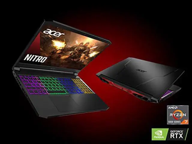 Alt view image 2 of 5 - Acer Nitro 5 AN515-45-R92M Gaming Laptop, AMD Ryzen 7 5800H (8-Core) | NVIDIA GeForce RTX 3060 Laptop GPU |15.6" FHD 144Hz IPS Display | 16GB DDR4 | 512GB NVMe SSD | WiFi 6 | RGB Backlit Keyboard - OEM