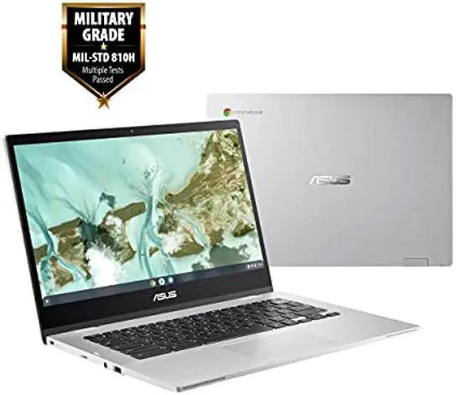 Alt view image 2 of 4 - ASUS Chromebook CX1, 14" Full HD NanoEdge Display, Intel Celeron N3350 Processor, 64GB eMMC Storage, 4GB RAM, Spill-Resistant Keyboard, Chrome OS, Transparent Silver, CX1400CNA-AS44F - OEM