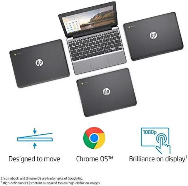 Alt view image 2 of 5 - HP Chromebook 11-Inch Laptop, Intel Celeron N3060 Processor, 2 GB SDRAM, 16 GB eMMC Storage, Chrome OS (11-v000nr, Ash Gray) - OEM