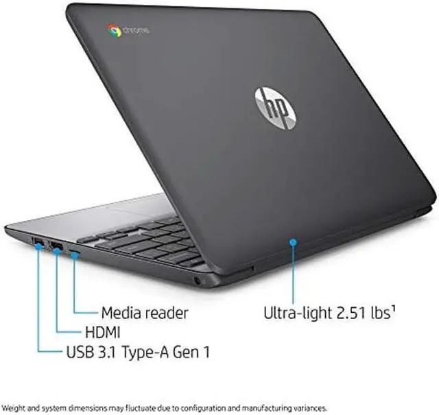 Alt view image 4 of 5 - HP Chromebook 11-Inch Laptop, Intel Celeron N3060 Processor, 2 GB SDRAM, 16 GB eMMC Storage, Chrome OS (11-v000nr, Ash Gray) - OEM