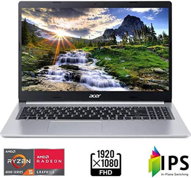 Alt view image 3 of 5 - Acer Aspire 5 A515-44-R41B, 15.6 Full HD, AMD Ryzen 5 4500U Hexa-Core Mobile Processor with Radeon Graphics, 8GB DDR4, 256GB NVMe SSD, WiFi 5, HD Webcam, Backlit Keyboard, Windows 10 Home (Renewed)