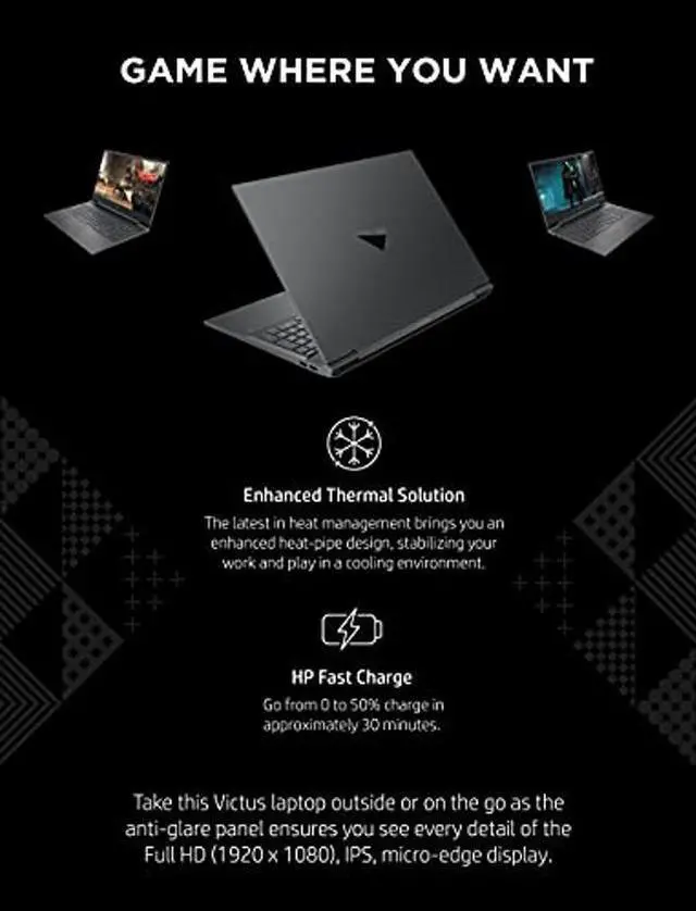 Alt view image 5 of 5 - Victus 16 Gaming Laptop, NVIDIA GeForce RTX 3050 Ti, 11th Gen Intel Core i7-11800H, 8 GB RAM, 512 GB SSD, 144Hz Full HD Display, Windows 10 Home, Backlit Keyboard, Fast Charge (16-d0030nr, 2021)