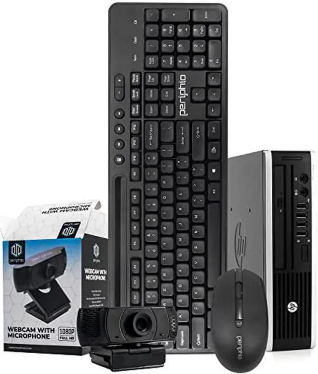 Main image of HP EliteDesk 8300 Ultra Small Desktop Computer PC, Intel Quad Core i7, 8GB RAM, 256 GB SSD, Windows 10 Pro, New Periphio Webcam, Periphio Wireless Keyboard & Mouse, 5G WiFi (Renewed)