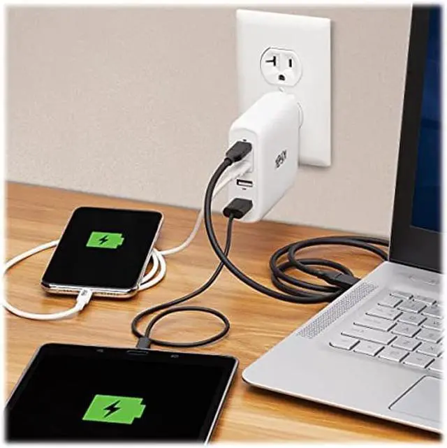 Alt view image 2 of 5 - Tripp Lite USB C Wall Charger 4Port Compact Gan Technology 100W Charging PD3.0 White (U280-W04-100C2G)