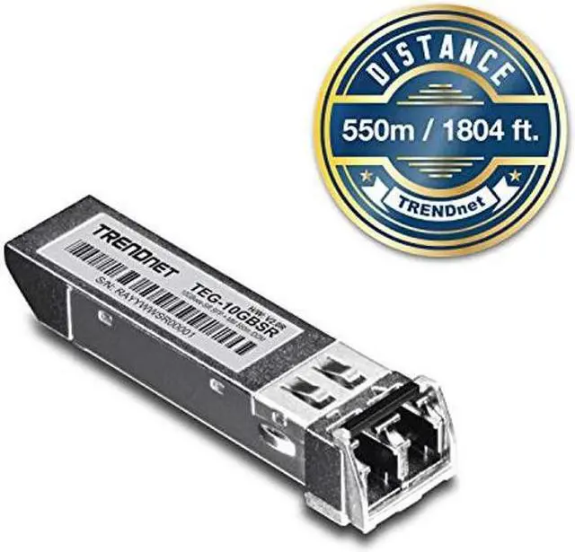 Alt view image 2 of 5 - TRENDnet SFP to RJ45 10GBASE-SR SFP+ Multi Mode LC Module, TEG-10GBSR, Up to 550 m (1,804 Ft.), Hot Pluggable SFP+ Transceiver, 850nm Wavelength, Duplex LC Connector, DDM Support, Lifetime Protection