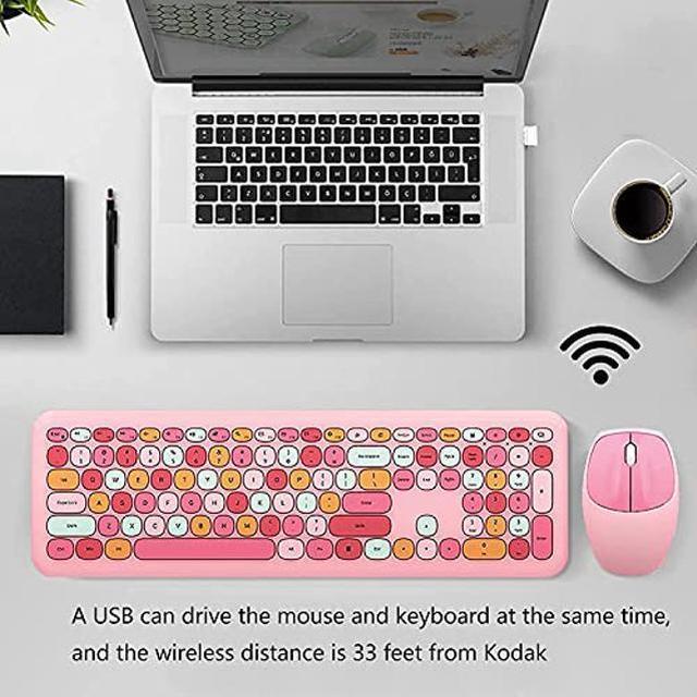 Alt view image 2 of 5 - Keyboard and Mouse Keyboard and Mouse Combo Wireless Keyboard and Mouse Combo Wireless Keyboard Mouse Set Wireless Mouse Keyboard and Mouse for mac (Pink)
