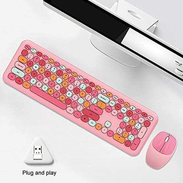 Alt view image 4 of 5 - Keyboard and Mouse Keyboard and Mouse Combo Wireless Keyboard and Mouse Combo Wireless Keyboard Mouse Set Wireless Mouse Keyboard and Mouse for mac (Pink)