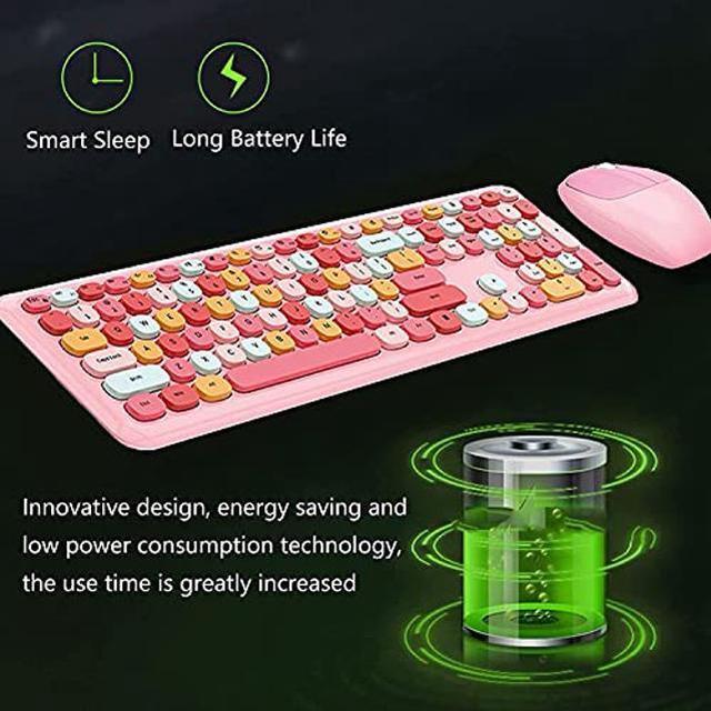 Alt view image 3 of 5 - Keyboard and Mouse Keyboard and Mouse Combo Wireless Keyboard and Mouse Combo Wireless Keyboard Mouse Set Wireless Mouse Keyboard and Mouse for mac (Pink)