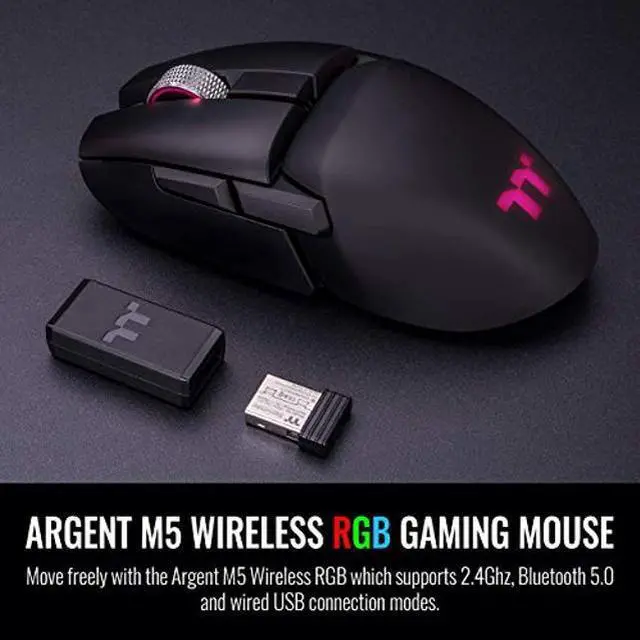 Alt view image 2 of 5 - Thermaltake Argent M5 Wireless 16.8M RGB Color Gaming Mouse, 6 Customizable Dynamic Lighting Effects, Pixart PMW-3335 Optical Sensor, DPI Adjustments Up to 16,000. GMO-TMF-HYOOBK-01