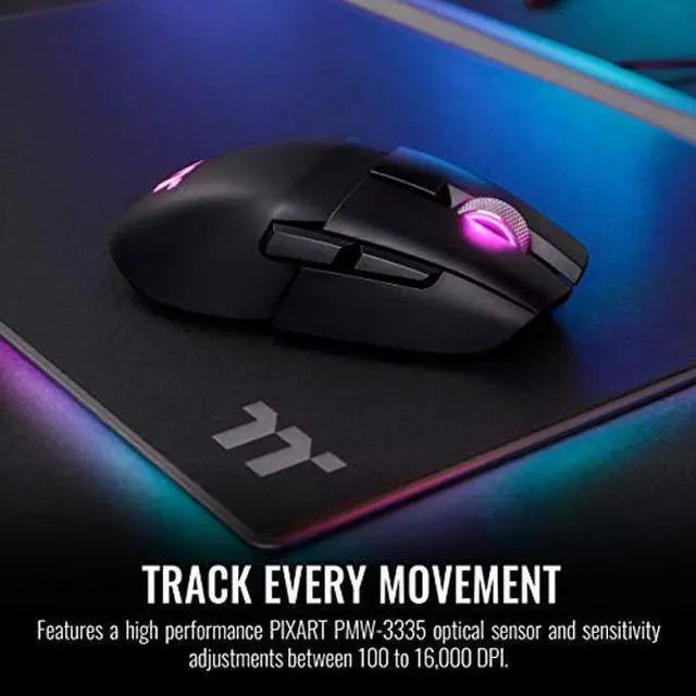 Alt view image 3 of 5 - Thermaltake Argent M5 Wireless 16.8M RGB Color Gaming Mouse, 6 Customizable Dynamic Lighting Effects, Pixart PMW-3335 Optical Sensor, DPI Adjustments Up to 16,000. GMO-TMF-HYOOBK-01
