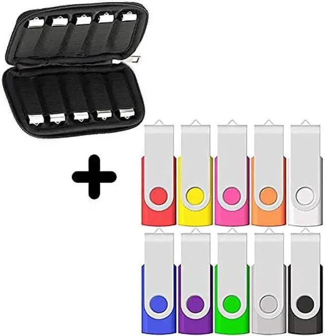 Main image of 4GB USB Flash Drives 10 Pack and USB Case of 10 Slots Bundle USB Holders to Organize 10 Thumb Drives 4 GB