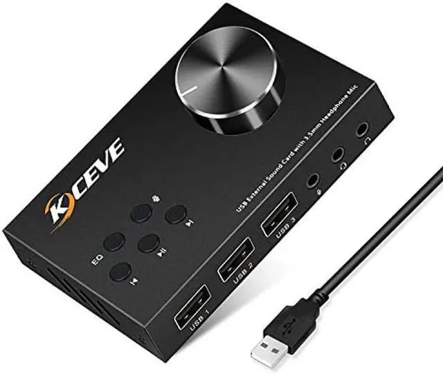 Main image of USB Volume Control Knob Multimedia Audio Controller, USB Hub with Audio Adapter, External Sound Card with 3.5mm Headphone Microphone Jack for Windows, Mac, Linux, PC, Laptop, Desktop