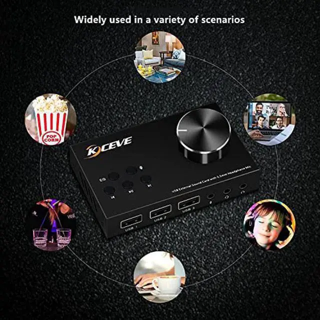 Alt view image 5 of 5 - USB Volume Control Knob Multimedia Audio Controller, USB Hub with Audio Adapter, External Sound Card with 3.5mm Headphone Microphone Jack for Windows, Mac, Linux, PC, Laptop, Desktop