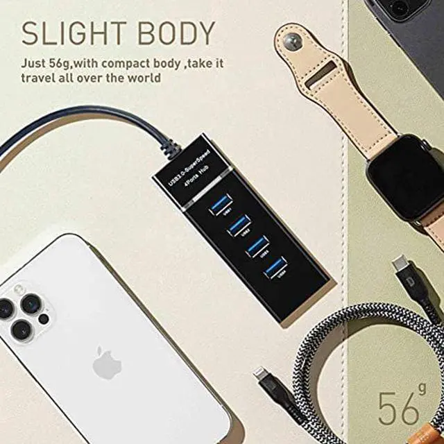 Alt view image 2 of 5 - USB Hub Split Multiport Adapter - USB 3.0 Splitter for Multiple Ports to Laptop, Multi USB A Port Expander for PS4, 4 Port USB Hub Connectors, 900mA Volt Charger, No Powered, PC Accessories&USB Dock