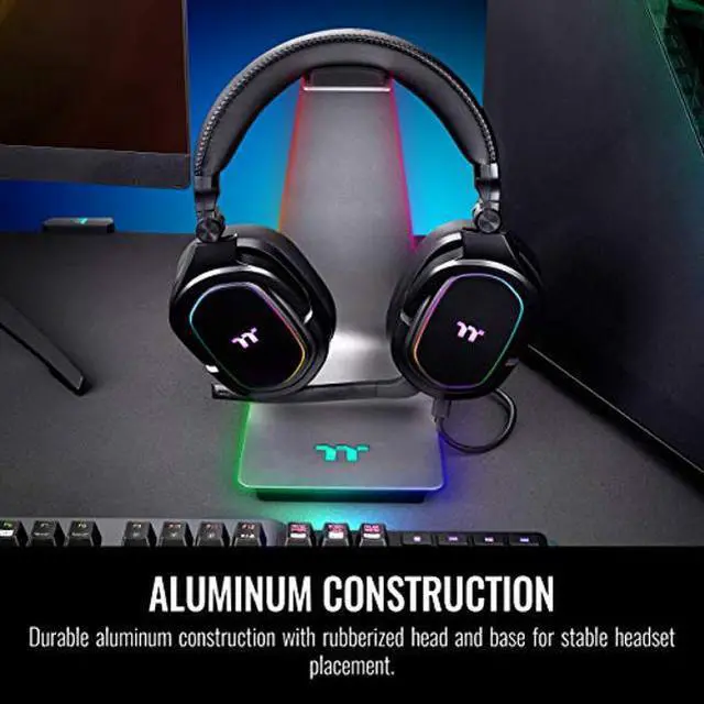 Alt view image 4 of 5 - Thermaltake Argent HS1 RGB Gaming Headset Stand with 3.5mm AUX and 2 USB Ports, Aluminum Headphone Holder Hanger Rack, sync Lighting Effects with Thermaltake TT RGB Plus Products. GEA-HS1-THSSIL-01
